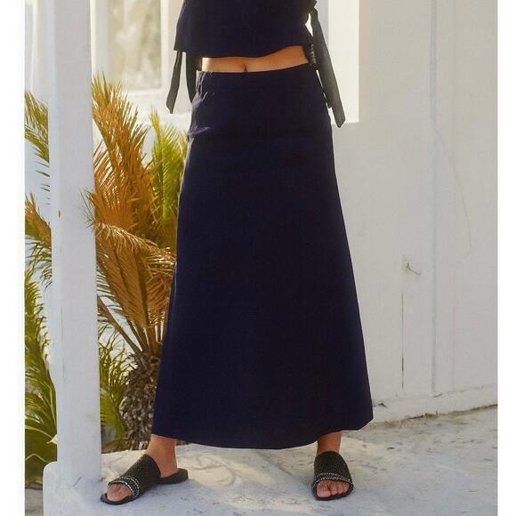 Free People medium Maxi Skirt Gauze navy blue (NO TOP) excellent condition - Picture 1 of 7